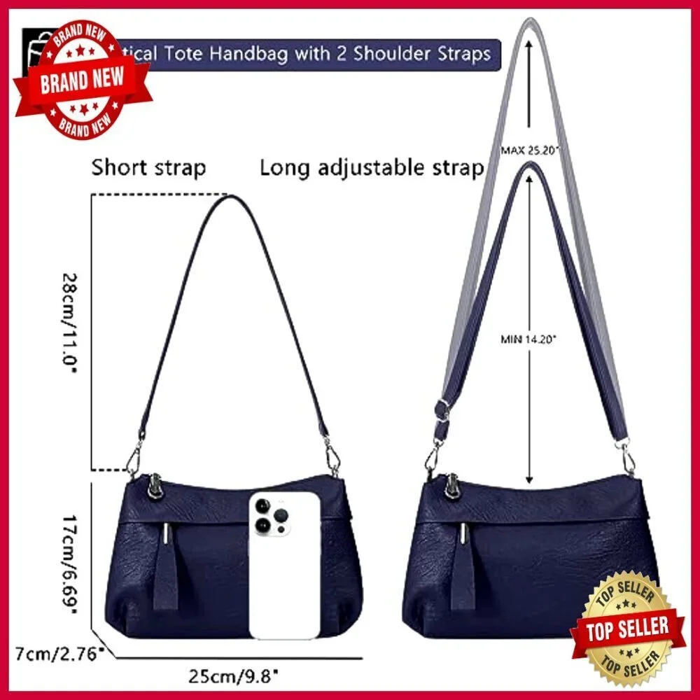 Genuine Leather Hobo Bag Crossbody Shoulder Bag with Adjustable Straps